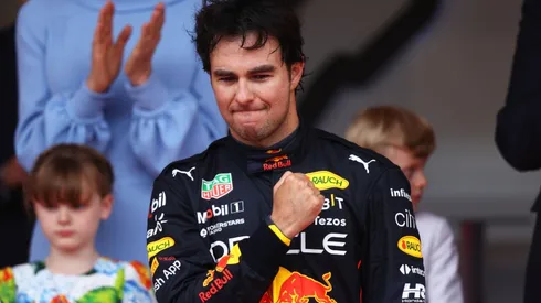 Checo Pérez celebrates his victory in the Monaco Formula 1 Grand Prix