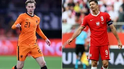 Frenkie De Jong from the Netherlands (left) and Robert Lewandowski from Poland