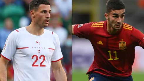 Fabian Schar of Switzerland and Ferran Torres of Spain