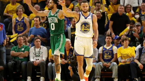 Stephen Curry of the Golden State Warriors and Jayson Tatum Boston Celtics
