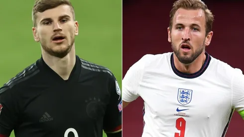 Timo Werner of Germany and Harry Kane of England.