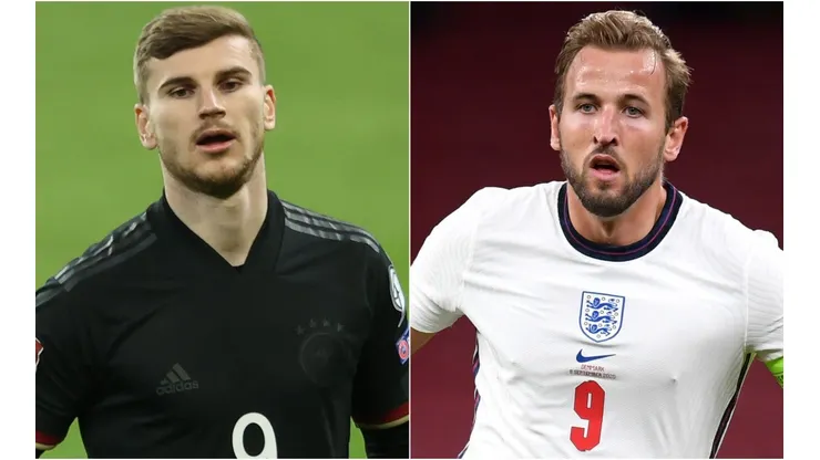 Timo Werner of Germany and Harry Kane of England.