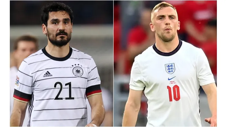 Ilkay Guendogan of Germany and Jarrod Bowen of England