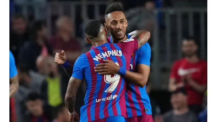 Pierre-Emerick Aubameyang and Memphis Depay of Barcelona