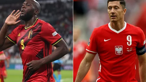 Romelu Lukaku of Belgium (L) and Robert Lewandowski of Poland (R)