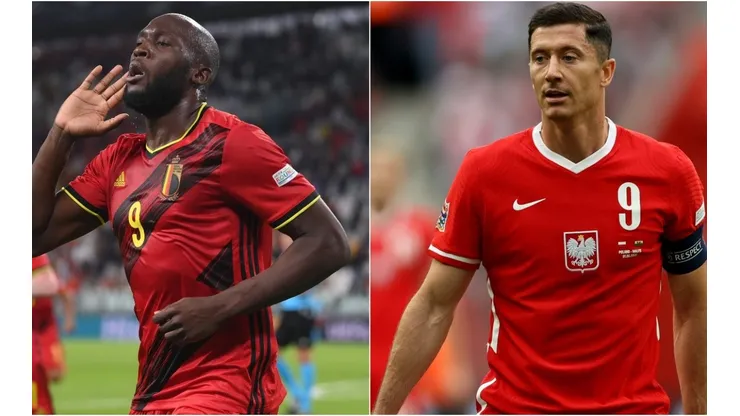 Romelu Lukaku of Belgium (L) and Robert Lewandowski of Poland (R)