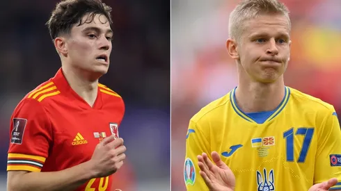 Daniel James of Wales and Oleksandr Zinchenko of Ukraine