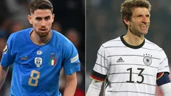 Jorginho of Italy and Thomas Müller of Germany