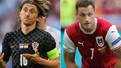 Luka Modric of Croatia and Marko Arnautovic of Austria