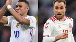 Kylian Mbappe of France and Christian Eriksen of Denmark