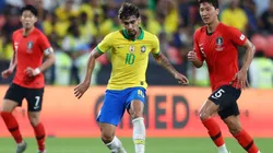 Lucas Paqueta in action during an international friendly between Brazil and South Korea in 2019.