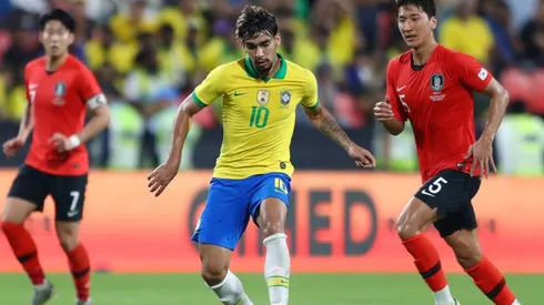 Lucas Paqueta in action during an international friendly between Brazil and South Korea in 2019.