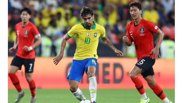 Lucas Paqueta in action during an international friendly between Brazil and South Korea in 2019.