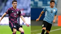 Hector Moreno of Mexico (left) and Federico Valverde of Uruguay