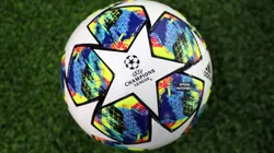 A view of the match ball during the UEFA Champions League