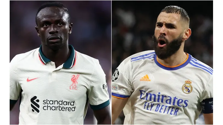 Sadio Mane of Liverpool and Karim Benzema of Real Madrid