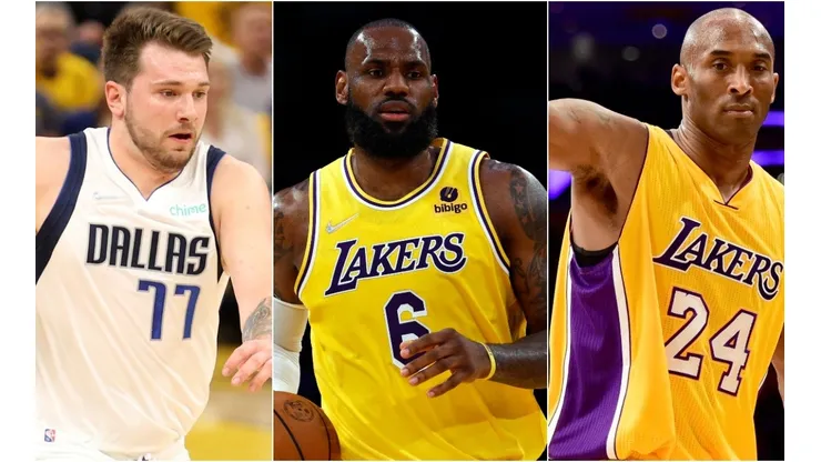 Luka Doncic of Dallas Mavericks, LeBron James and Kobe Bryant of Los Angeles Lakers
