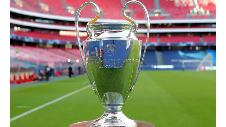 A detail view of the Champions League Trophy