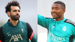 Mohamed Salah of Liverpool and David Alaba of Real Madrid