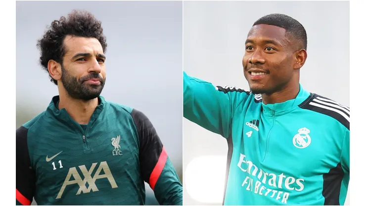 Mohamed Salah of Liverpool and David Alaba of Real Madrid