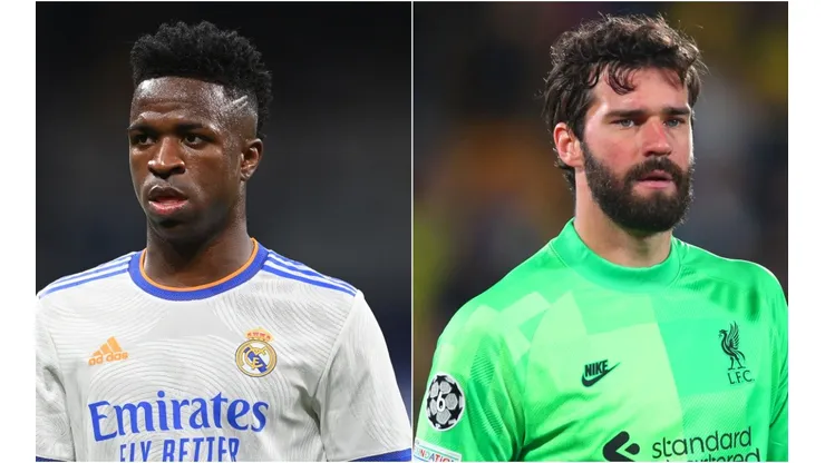 Vinicius of Real Madrid and Alisson on Liverpool