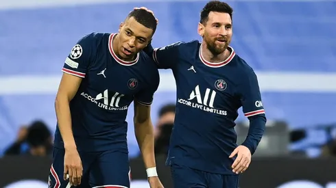 Kylian Mbappe and Lionel Messi of PSG
