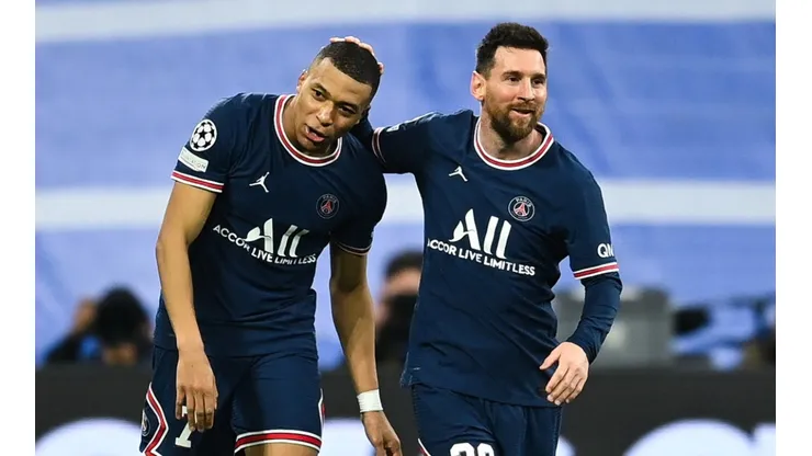 Kylian Mbappe and Lionel Messi of PSG