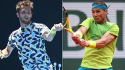 Corentin Moutet (left) and Rafael Nadal