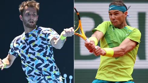 Corentin Moutet (left) and Rafael Nadal