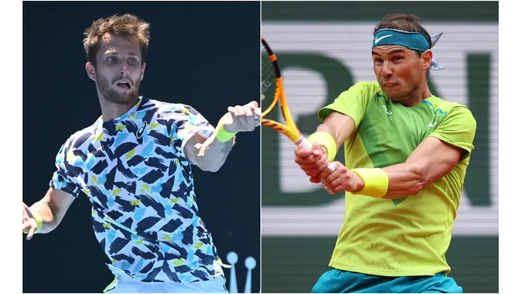 Corentin Moutet (left) and Rafael Nadal
