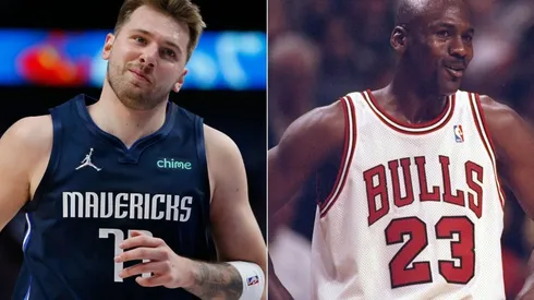 Luka Doncic of Dallas Mavericks and Michael Jordan when he played for the Chicago Bulls