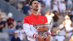 Novak Djokovic with the Roland Garros trophy