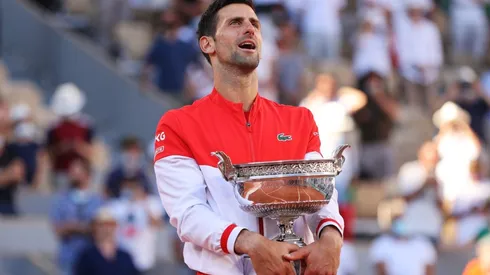 Novak Djokovic with the Roland Garros trophy