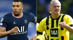 Kylian Mbappe of PSG and Erling Haaland of Borussia Dortmund