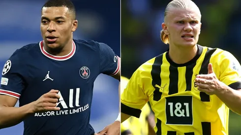 Kylian Mbappe of PSG and Erling Haaland of Borussia Dortmund