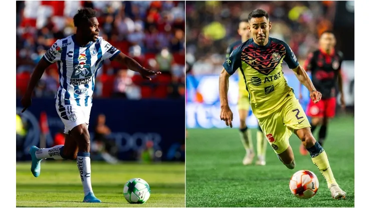 Aviles Hurtado of Pachuca and Luis Fuentes of Club America