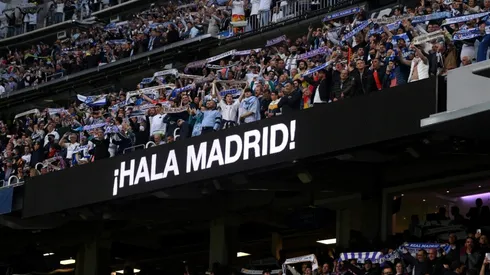 Fans of Real Madrid show their support prior to the UEFA Champions League