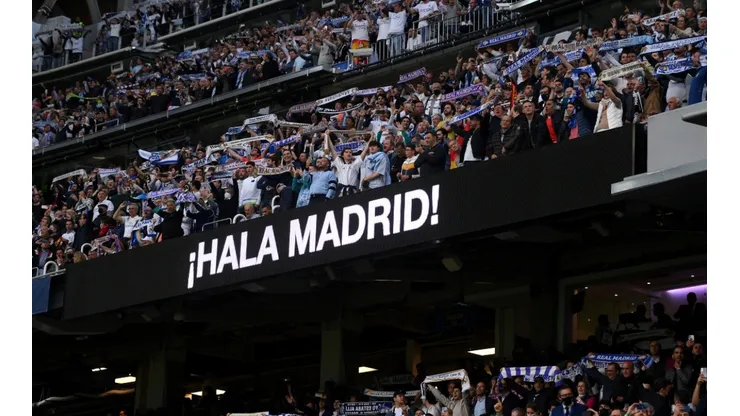Fans of Real Madrid show their support prior to the UEFA Champions League