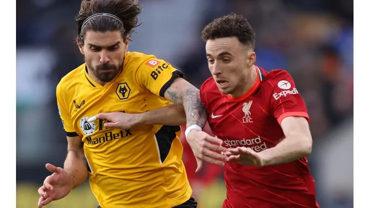 Ruben Neves of Wolverhampton and Diogo Jota of Liverpool