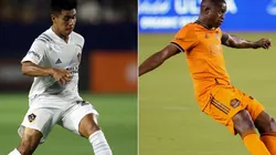 Efrain Alvarez of Los Angeles Galaxy and Boniek Garcia of Houston Dynamo