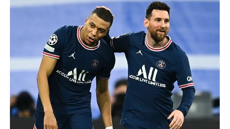 Kylian Mbappe and Lionel Messi of PSG