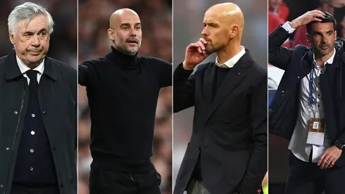 Carlo Ancelotti, Pep Guardiola, Erik ten Hag, and Nélson Veríssimo