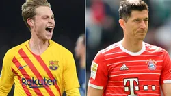 Frankie de Jong of Barcelona and Robert Lewandowski of Bayern