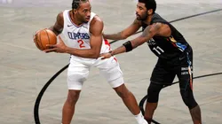 Kyrie Irving guarding Kawhi Leonard