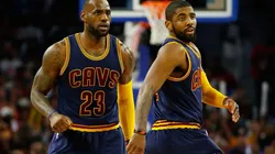 LeBron James and Kyrie Irving playing for the Cavaliers.