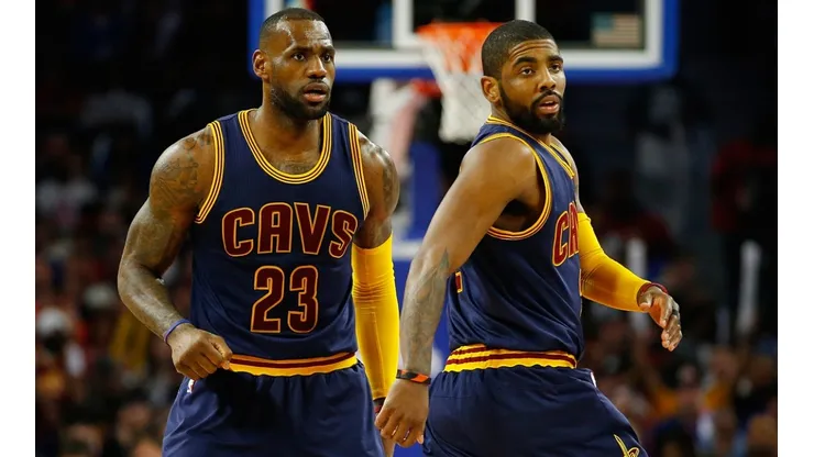 LeBron James and Kyrie Irving playing for the Cavaliers.