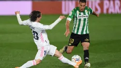 Luka Modric of Real Madrid and Sergio Canales of Real Betis