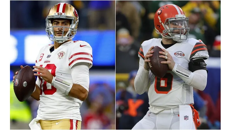 Jimmy Garoppolo (left) and Baker Mayfield.