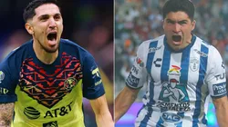 Diego Valdez of Club America and Nicolas Ibañez of Pachuca