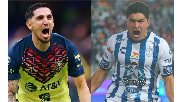 Diego Valdez of Club America and Nicolas Ibañez of Pachuca